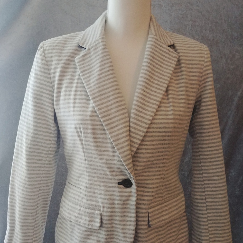 Grey & white striped blazer